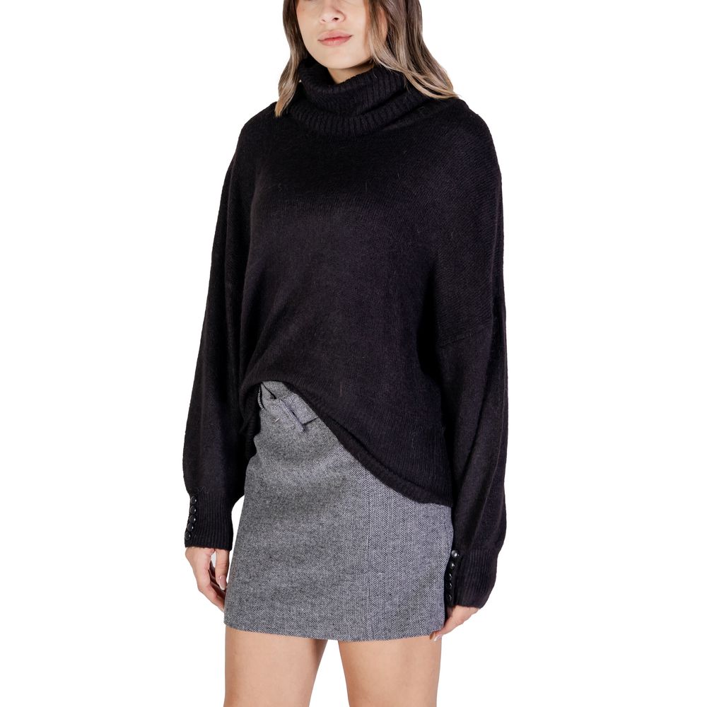 ICHI – Rollkragenpullover aus schwarzem Marabu