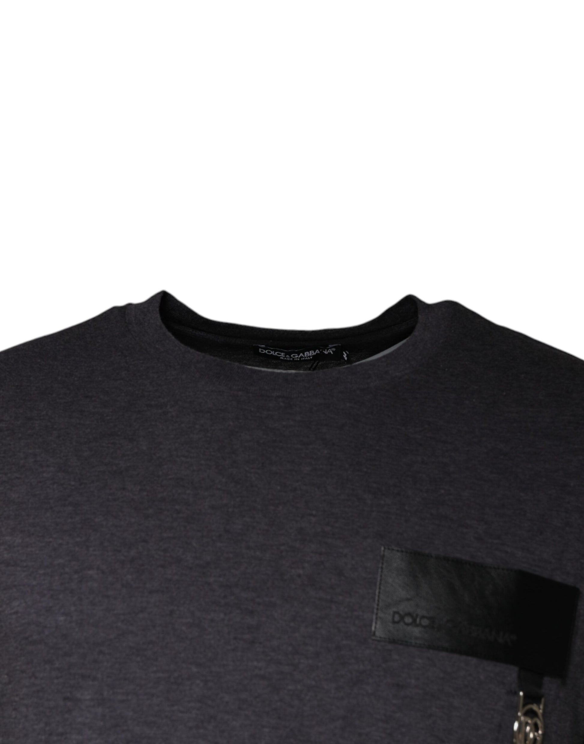 T-shirt col rond en coton gris à logo Dolce & Gabbana