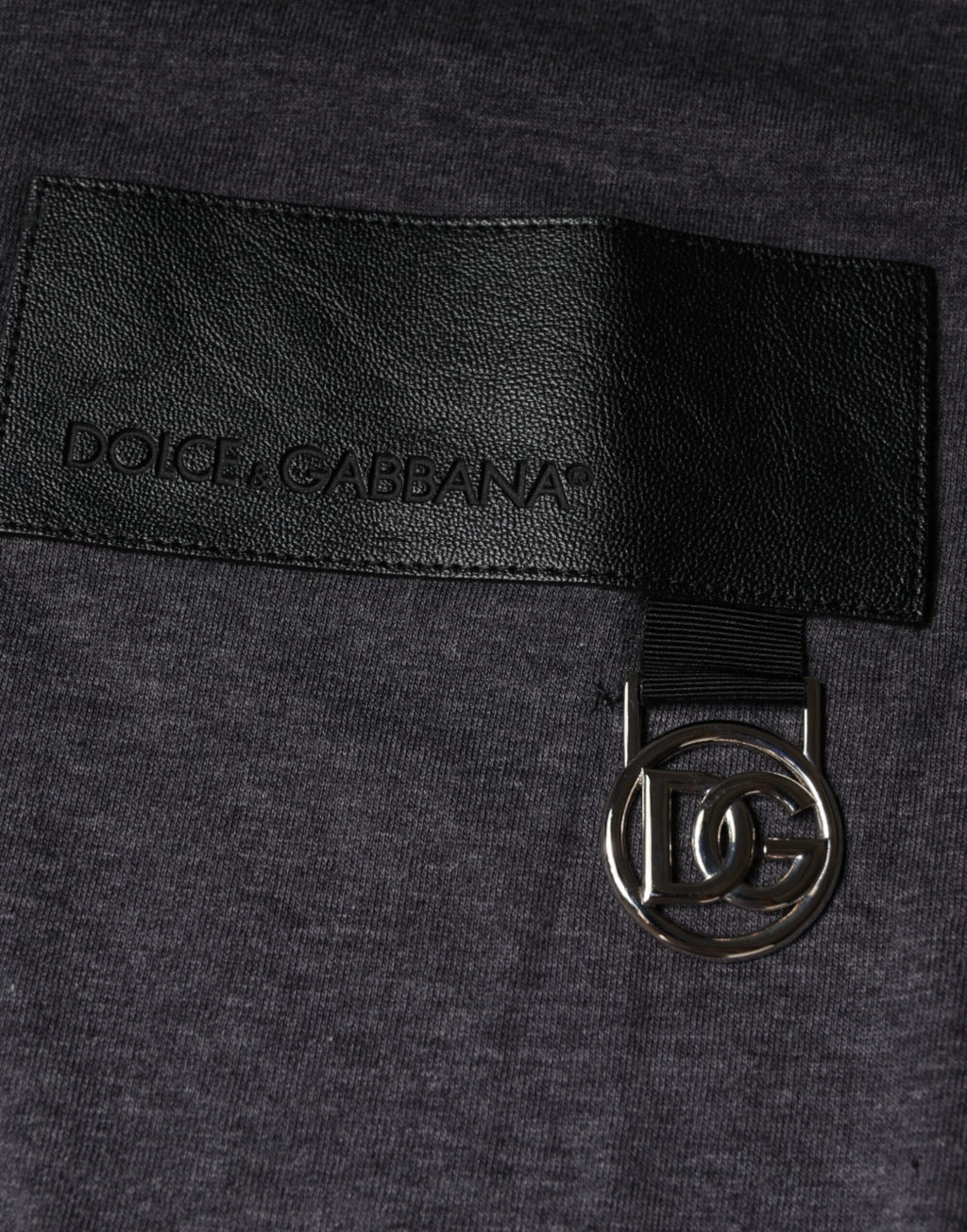 T-shirt col rond en coton gris à logo Dolce & Gabbana