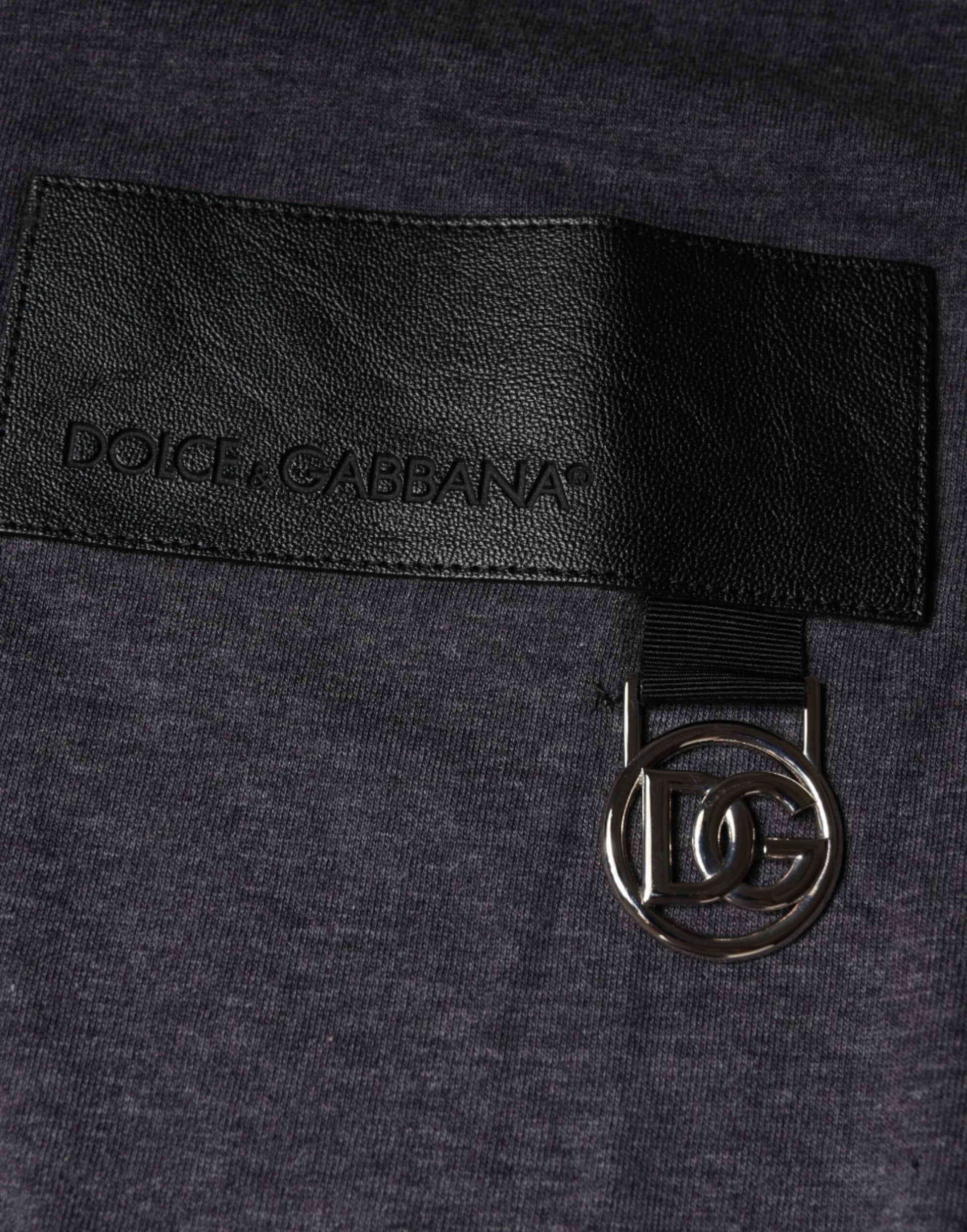 T-shirt col rond en coton gris à logo Dolce & Gabbana