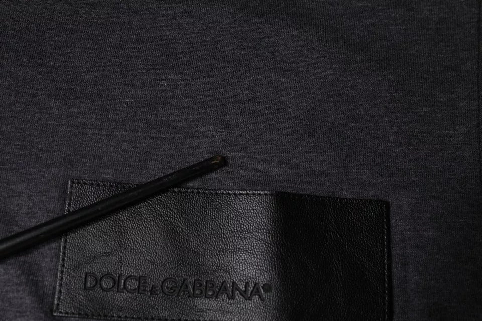 T-shirt col rond en coton gris à logo Dolce & Gabbana