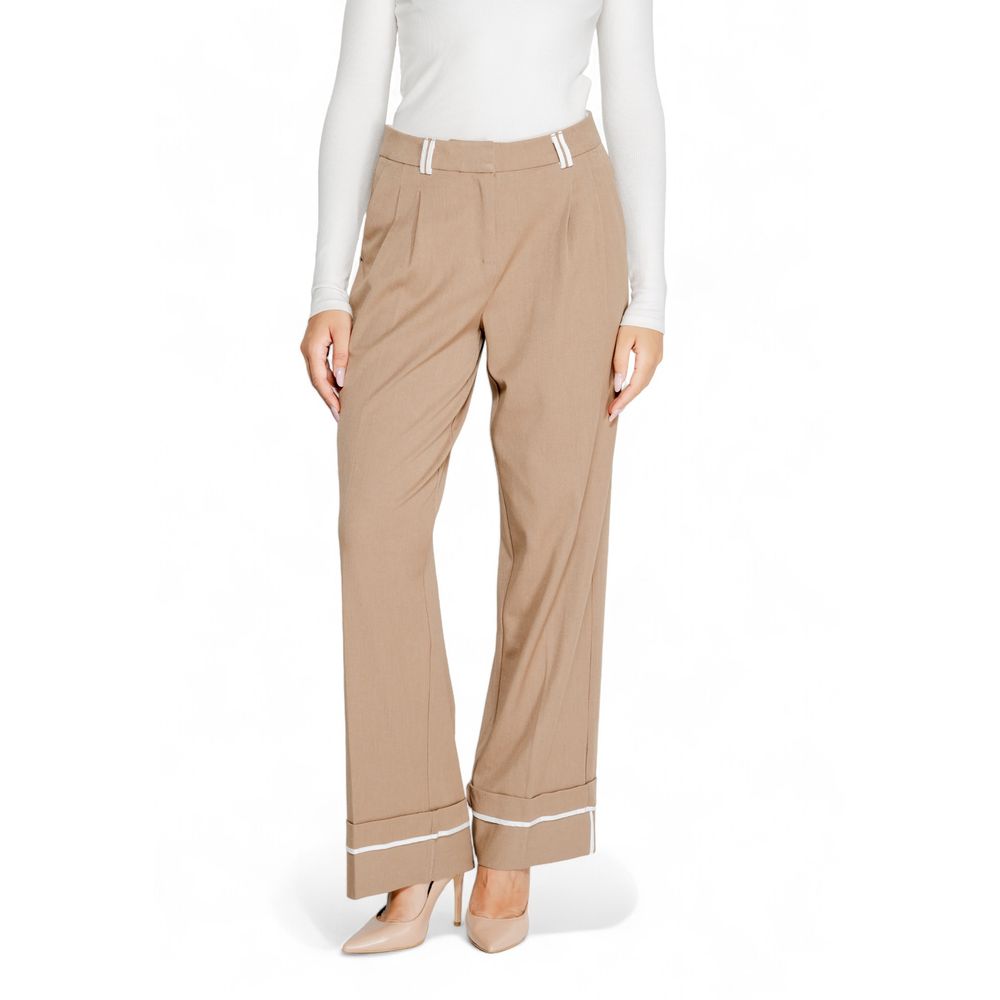 Seul pantalon décontracté en polyester recyclé marron