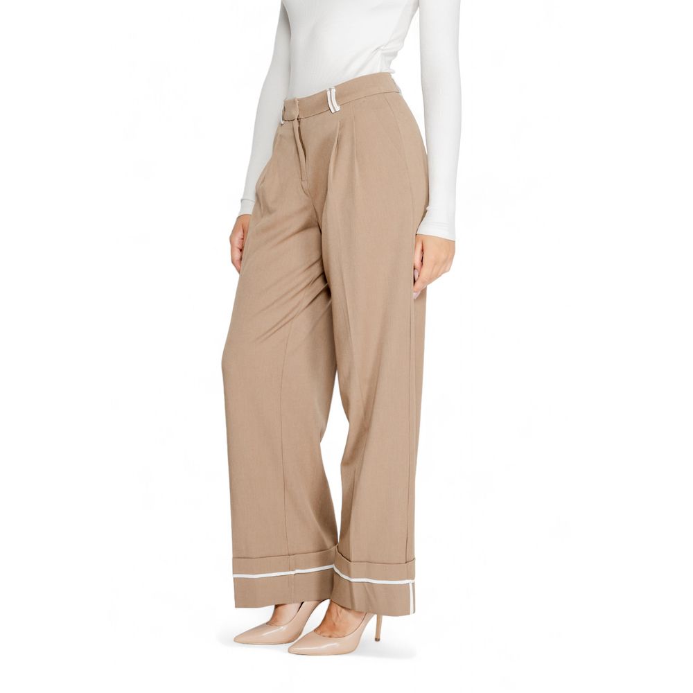 Seul pantalon décontracté en polyester recyclé marron