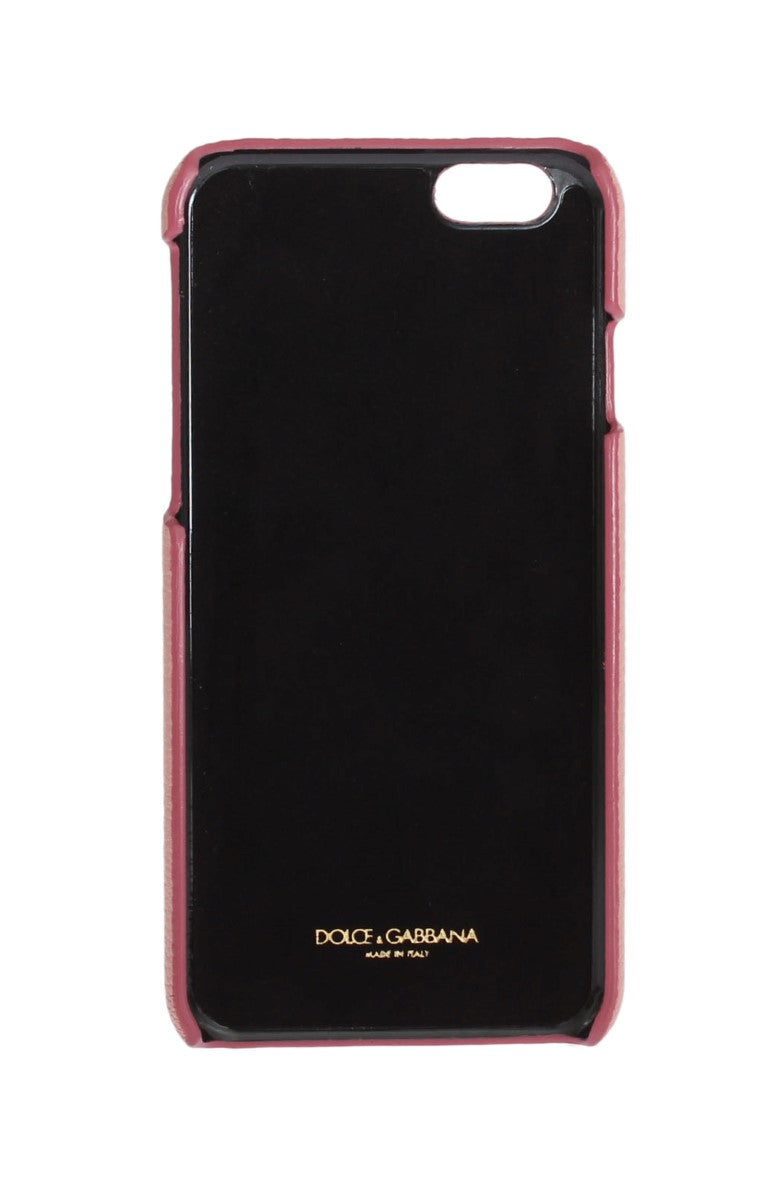 Étui de téléphone en cuir rose cœur cristal Dolce & Gabbana