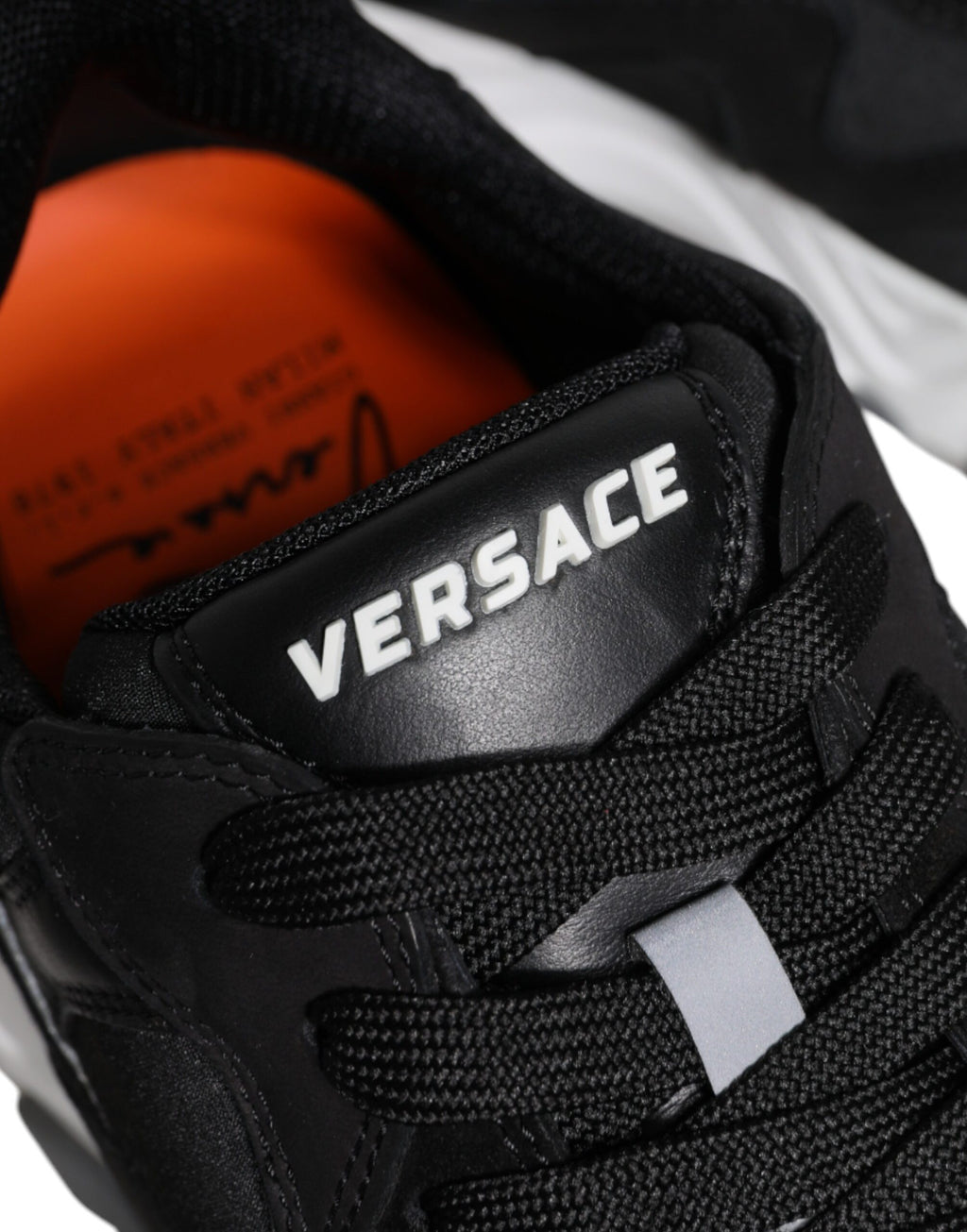 Versace Schwarze Leder-Neopren Chunky Low-Top Sneakers Squalo Schuhe