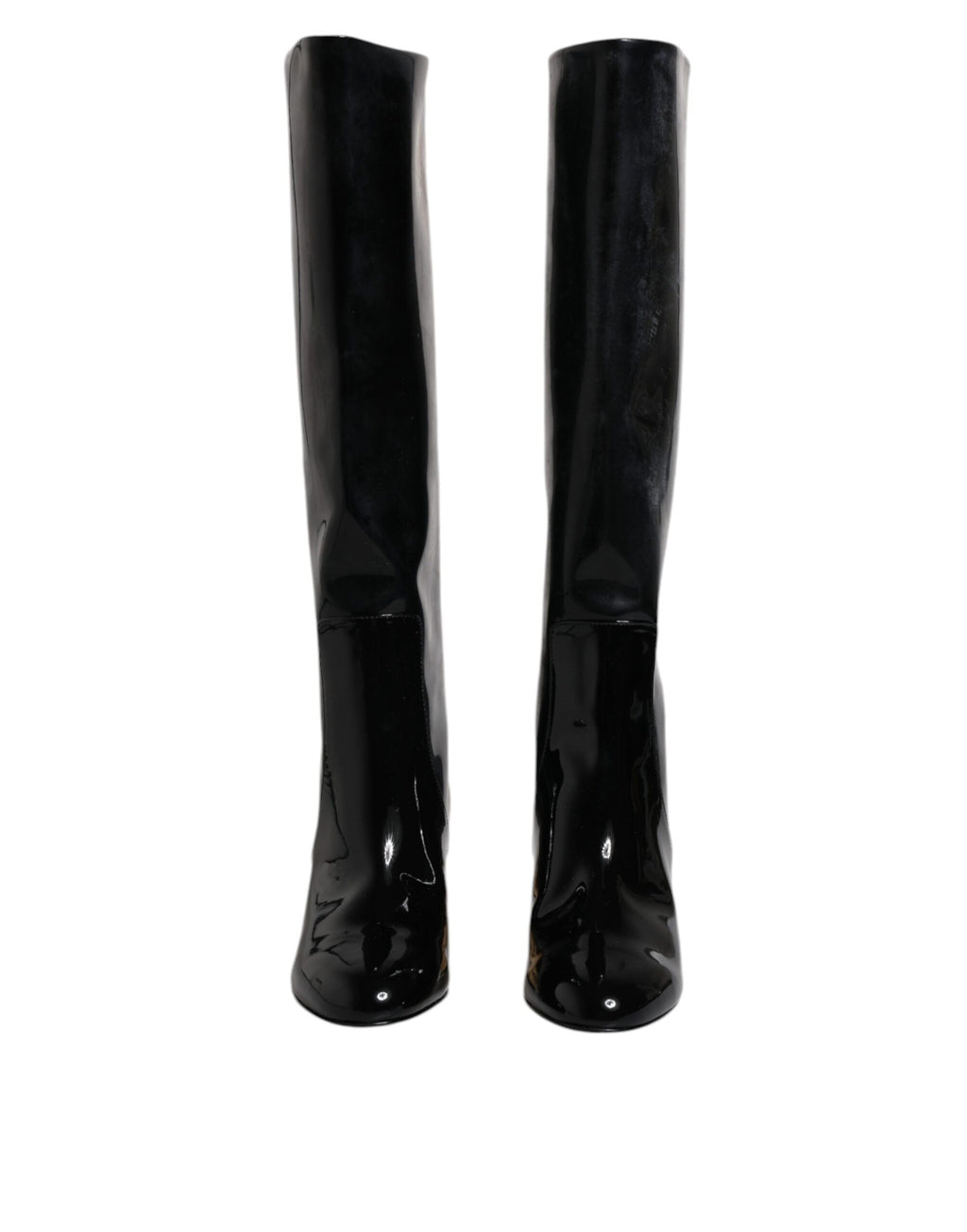 Chaussures Bottes Hautes Vally En Cuir Verni Noir Dolce & Gabbana