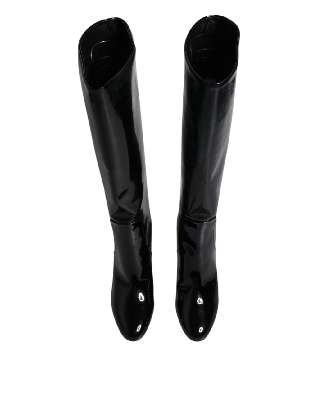 Chaussures Bottes Hautes Vally En Cuir Verni Noir Dolce & Gabbana