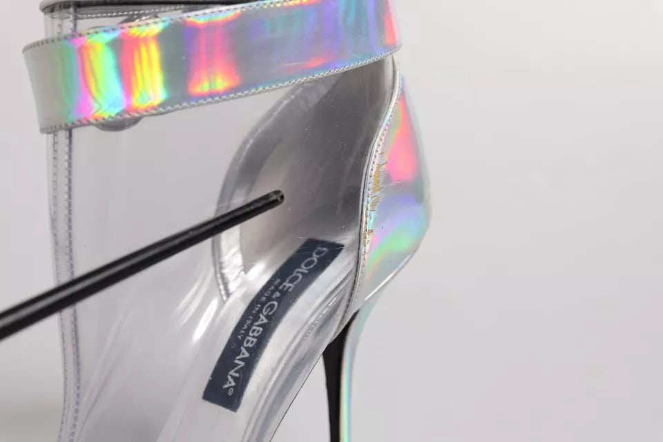 Dolce & Gabbana Silber Irisierende Spitz zulaufende Stiefeletten