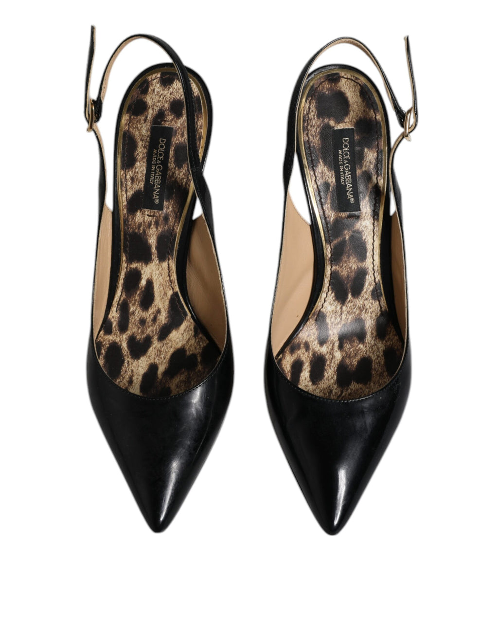 Chaussures Slingbacks à Talons Hauts en Cuir Noir Dolce & Gabbana