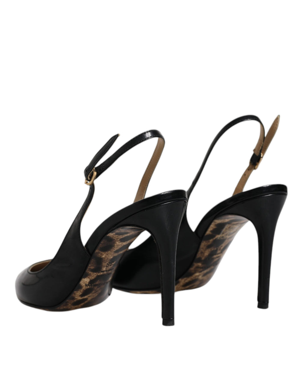 Chaussures Slingbacks à Talons Hauts en Cuir Noir Dolce & Gabbana