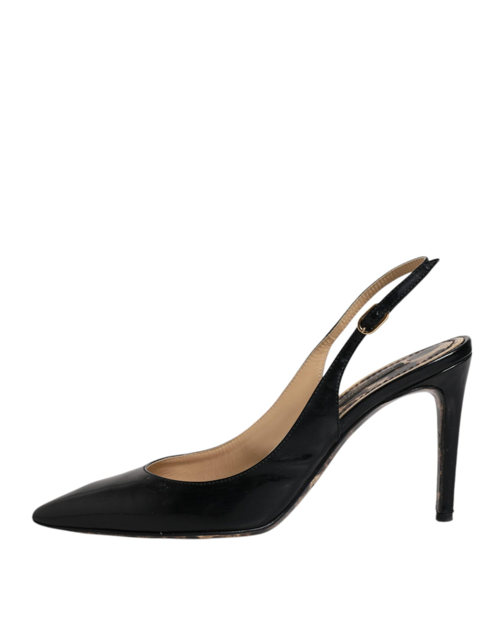 Chaussures Slingbacks à Talons Hauts en Cuir Noir Dolce & Gabbana