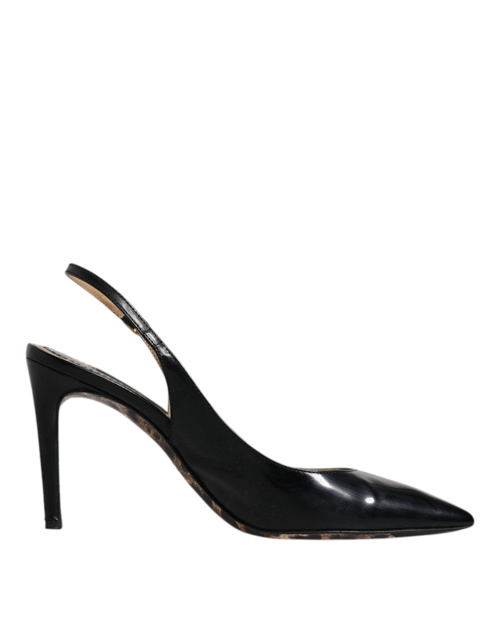 Chaussures Slingbacks à Talons Hauts en Cuir Noir Dolce & Gabbana