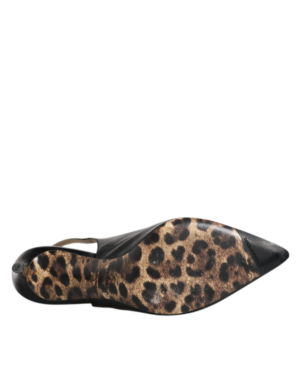 Chaussures Slingbacks à Talons Hauts en Cuir Noir Dolce & Gabbana