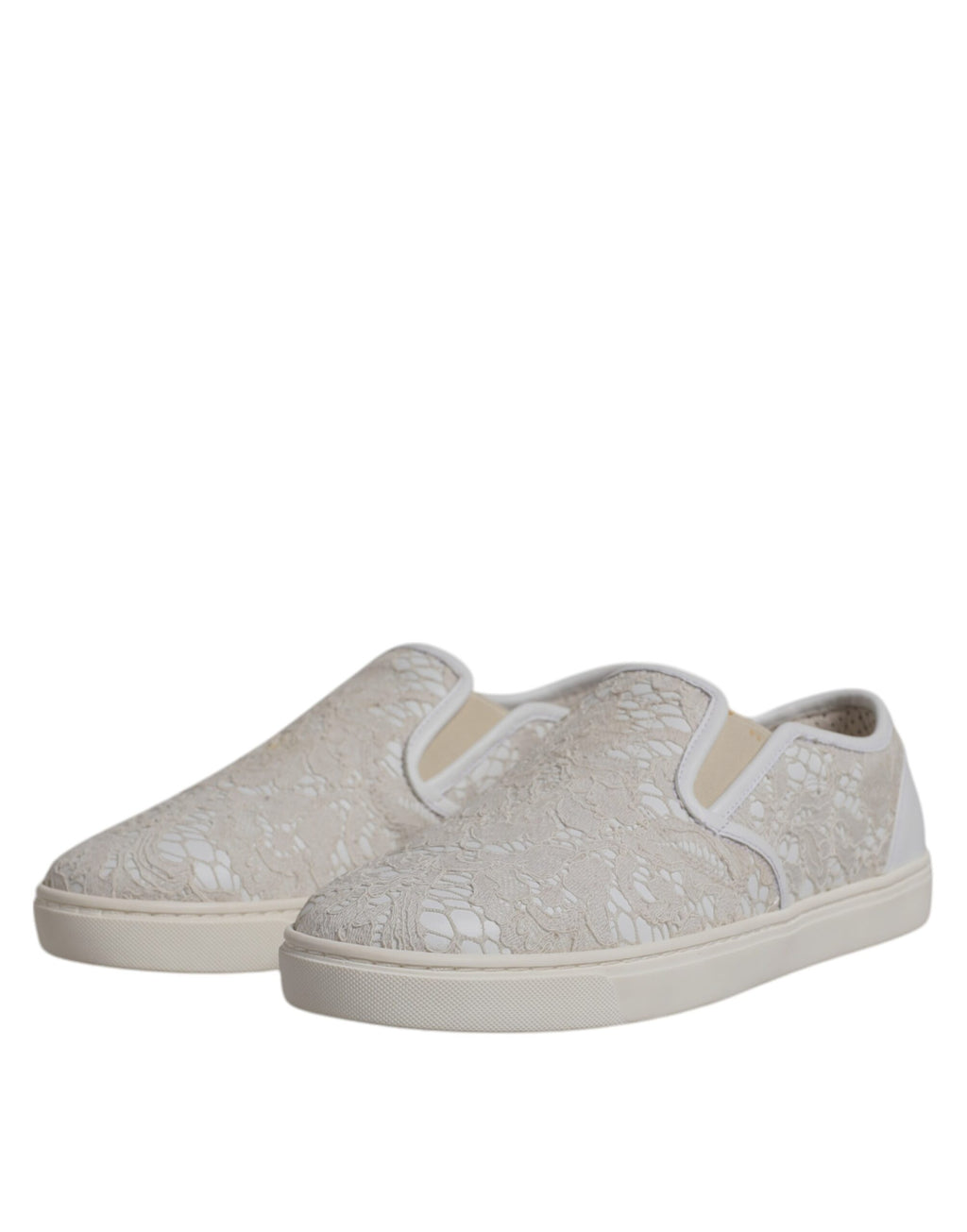 Dolce & Gabbana White Slip On Loafers for Women side view