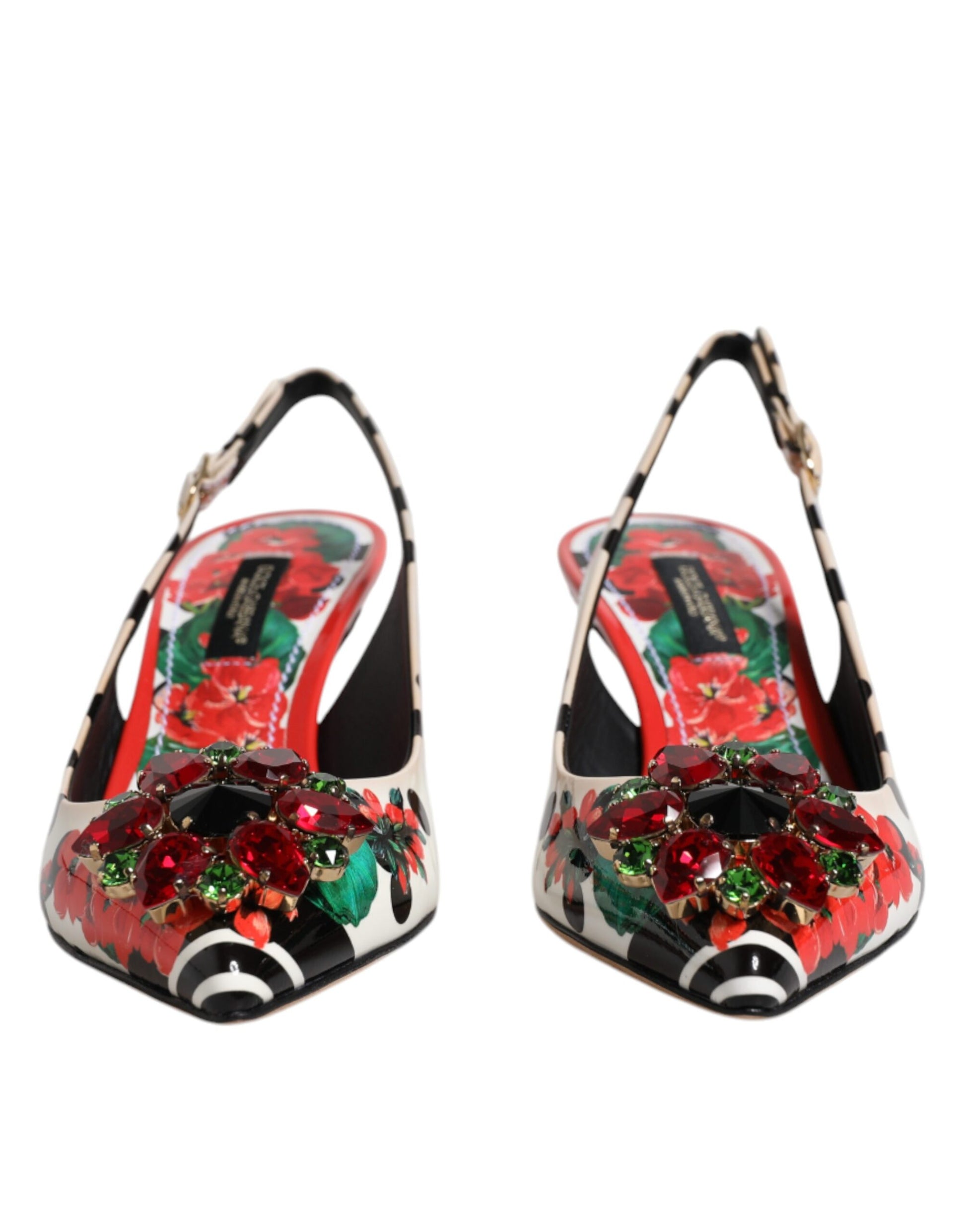 Chaussures à talon Dolce & Gabbana en cuir multicolore et cristal avec bride arrière