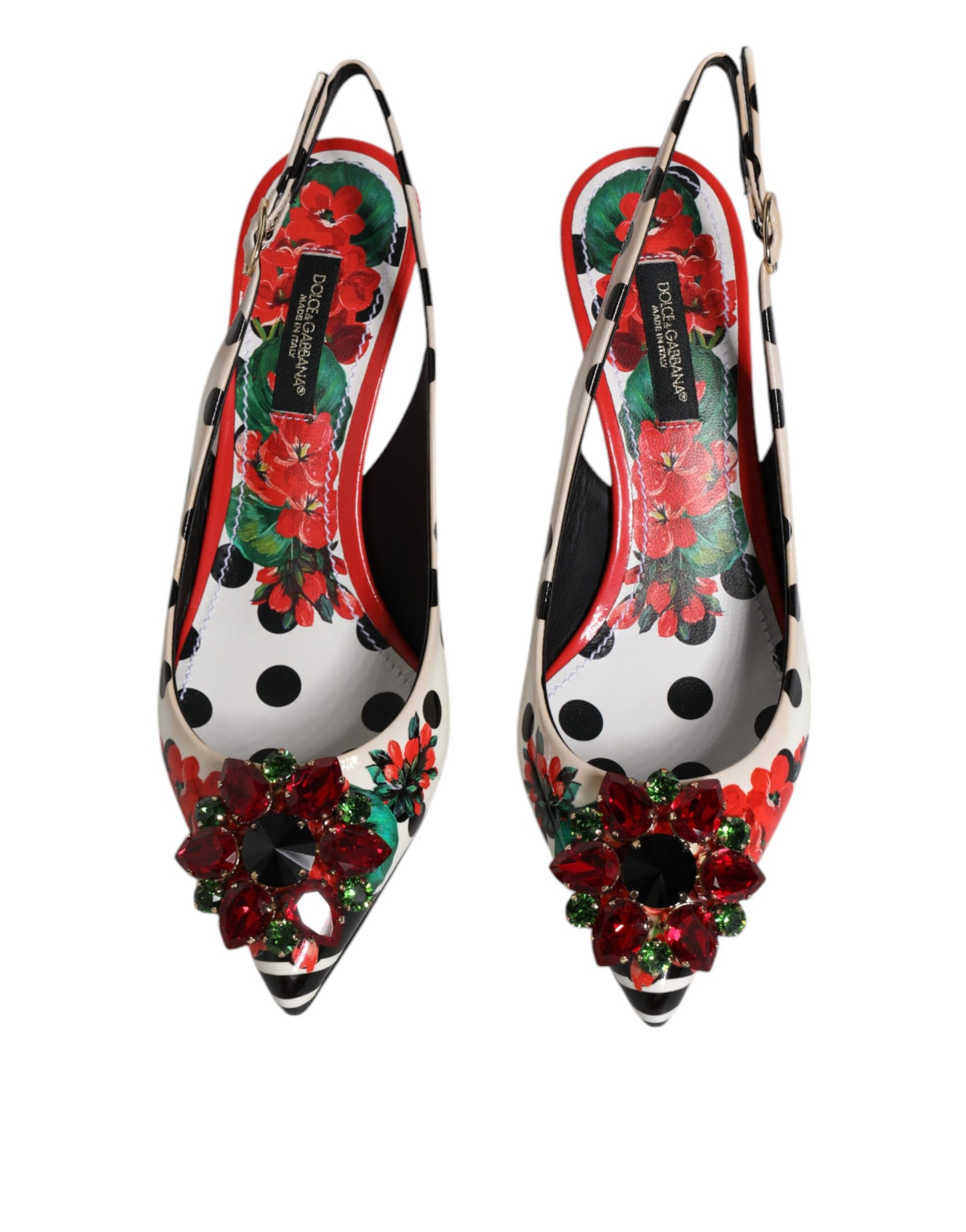 Chaussures à talon Dolce & Gabbana en cuir multicolore et cristal avec bride arrière