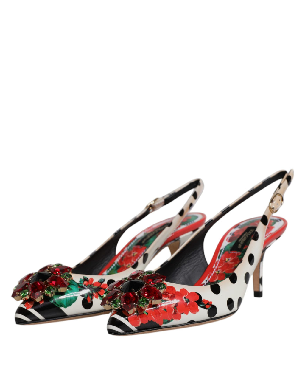 Chaussures à talon Dolce & Gabbana en cuir multicolore et cristal avec bride arrière