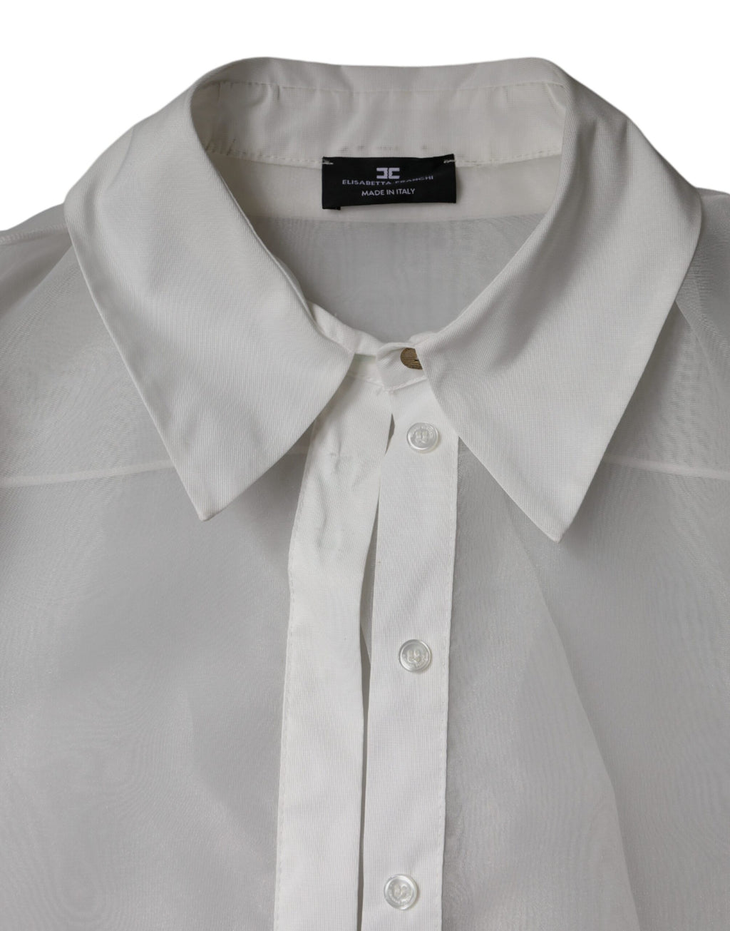 Haut à manches longues Elisabetta Franchi blanc transparent à col et boutons
