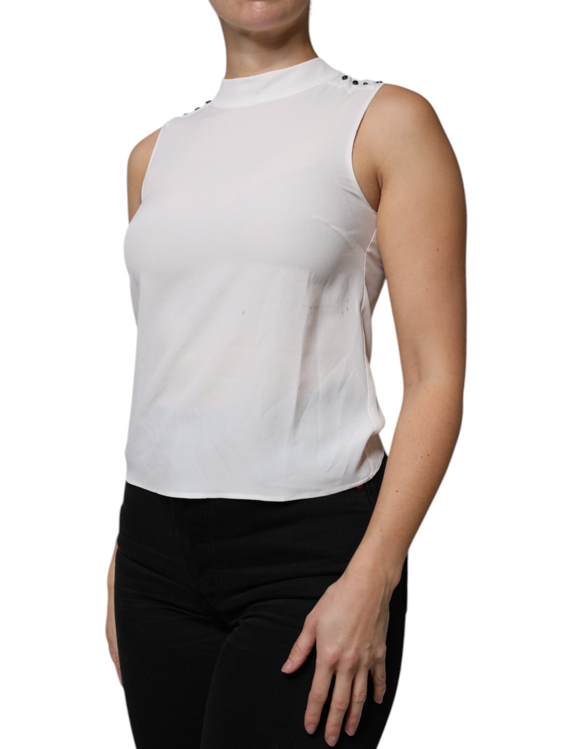 Patrizia Pepe White Sleeveless T-Shirt for Women detail view