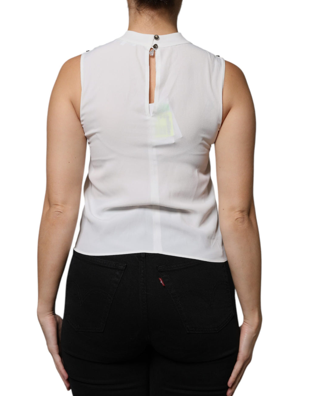 Patrizia Pepe White Sleeveless T-Shirt for Women side view