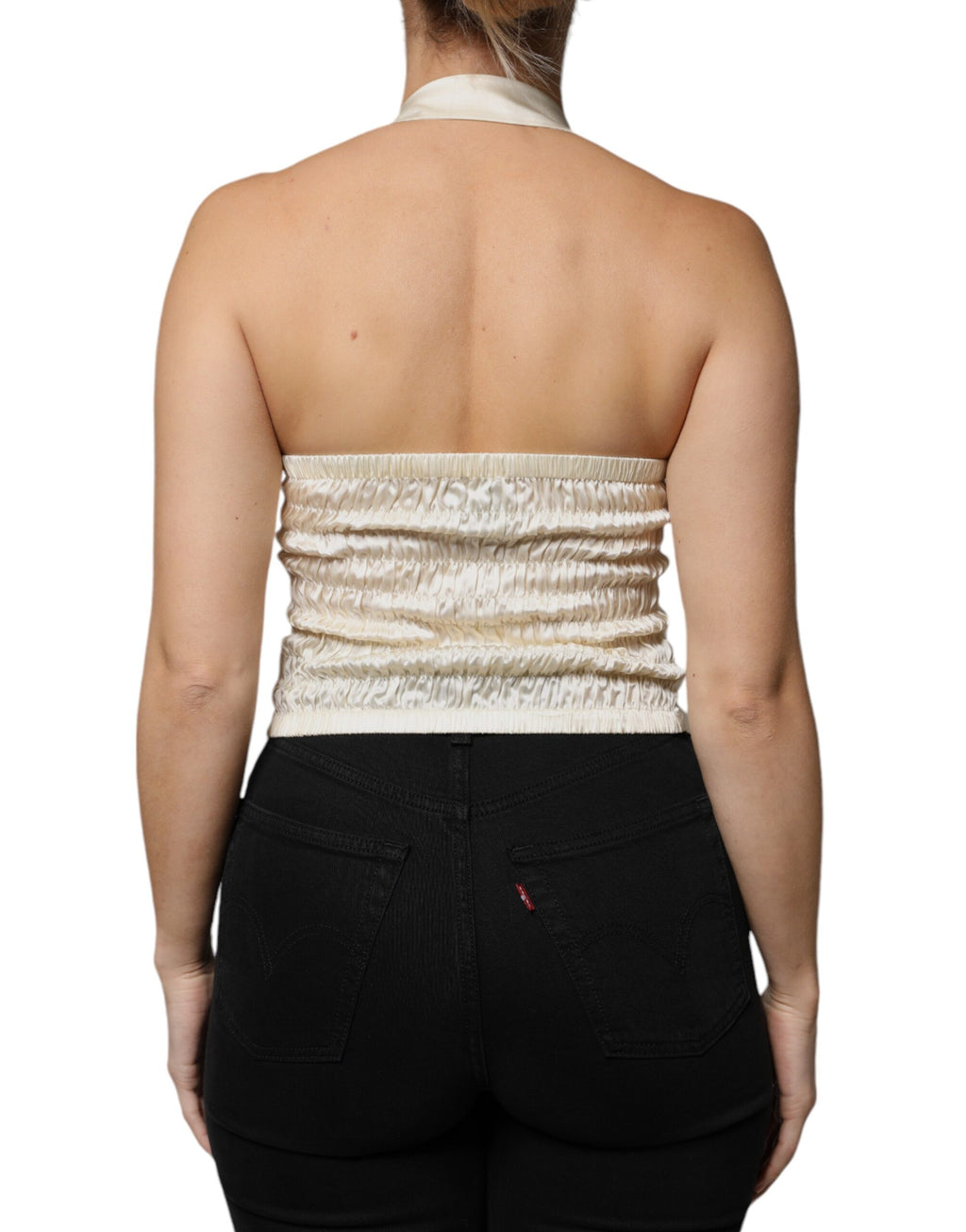 L'Autre Chose White Sleeveless T-Shirt for Women side view