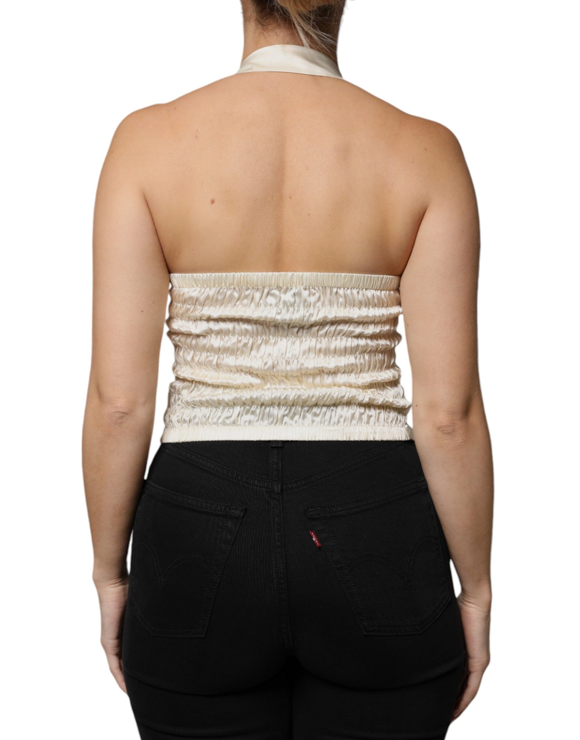 L'Autre Chose White Sleeveless T-Shirt for Women side view