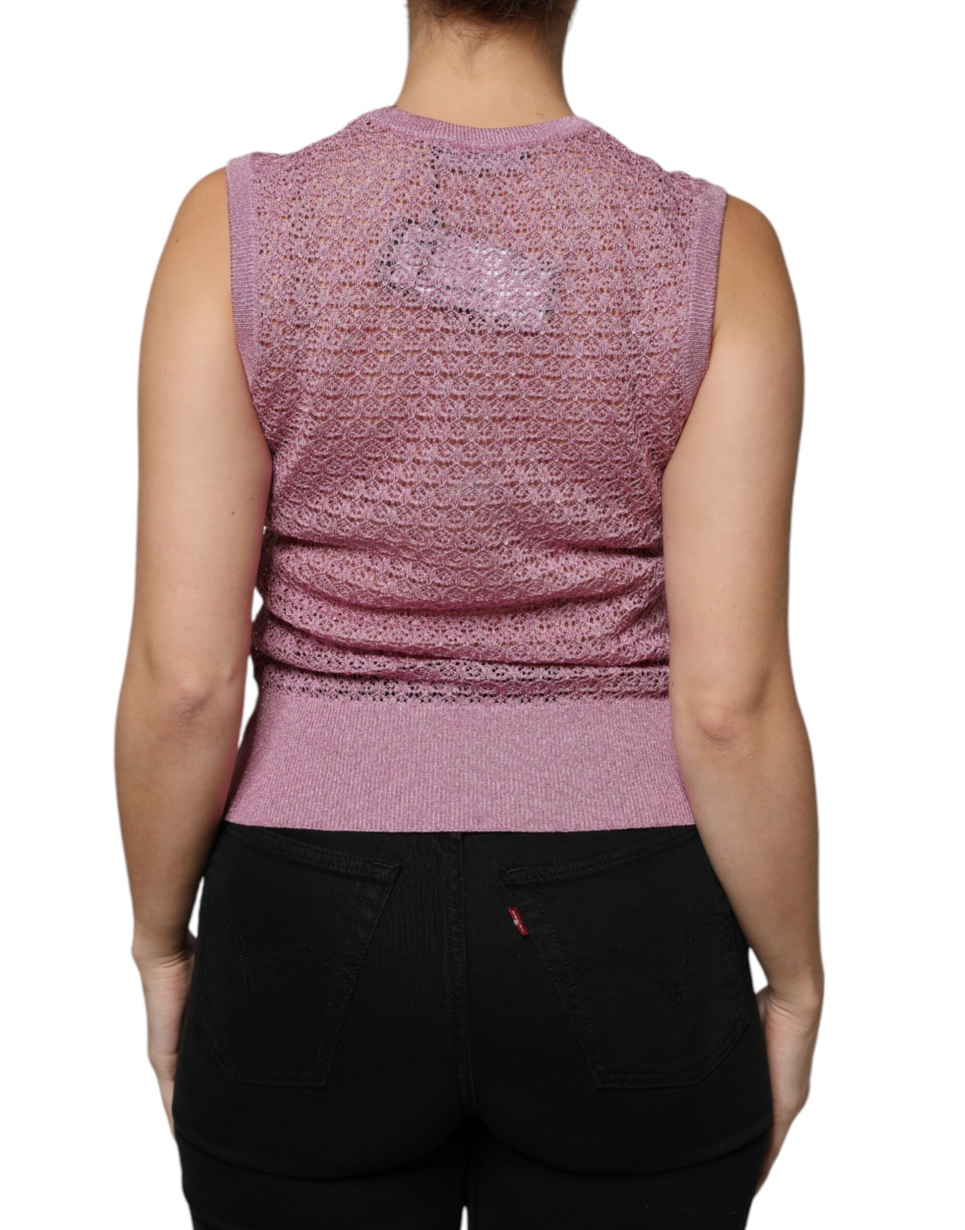 Dolce & Gabbana Pink Sleeveless T-Shirt for Women side view