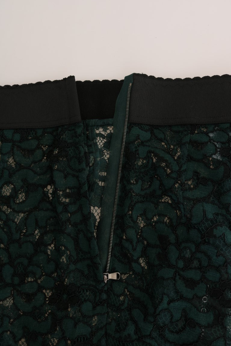 Pantalon leggings en dentelle florale verte Dolce & Gabbana