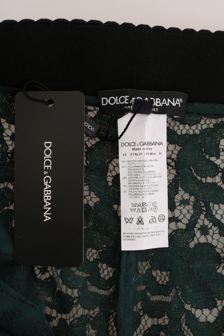 Pantalon leggings en dentelle florale verte Dolce & Gabbana
