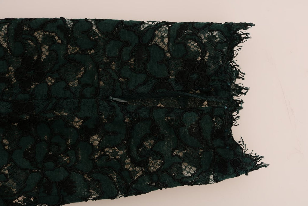 Pantalon leggings en dentelle florale verte Dolce & Gabbana