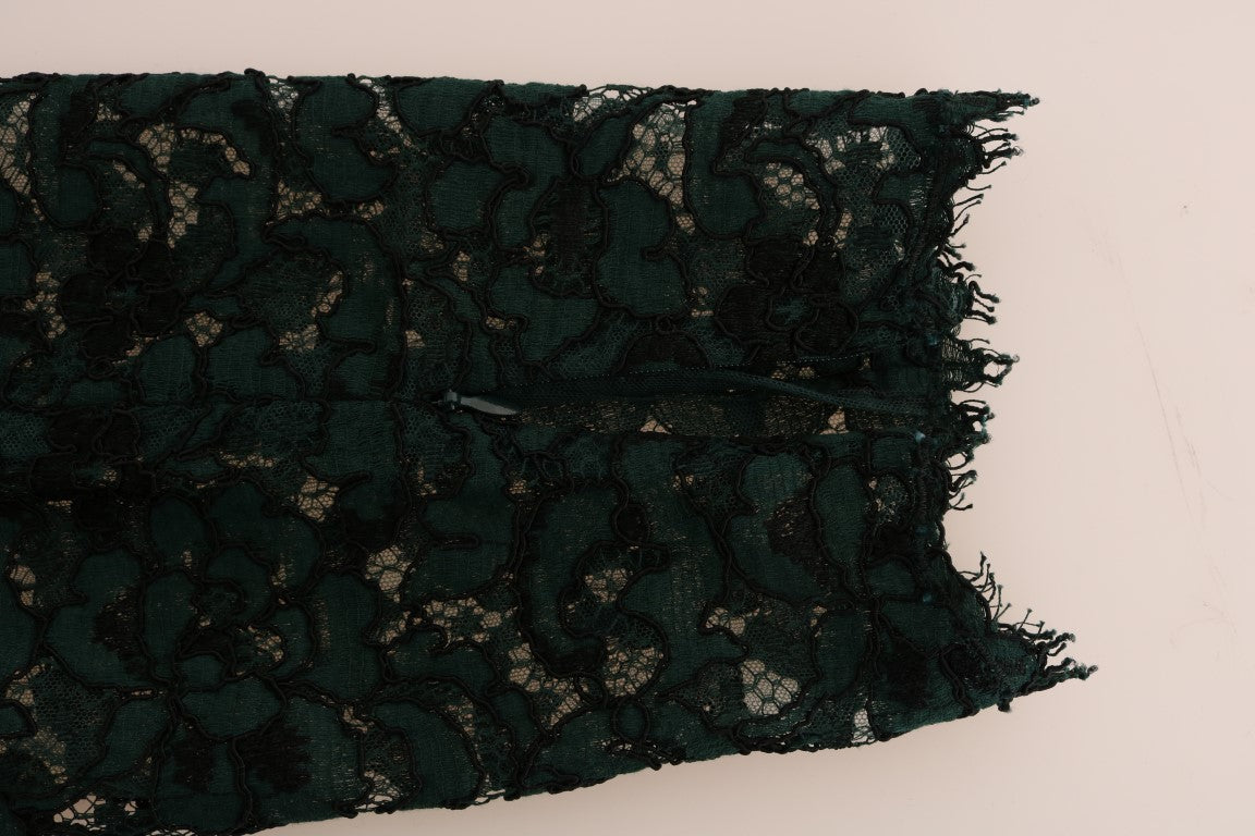 Pantalon leggings en dentelle florale verte Dolce & Gabbana