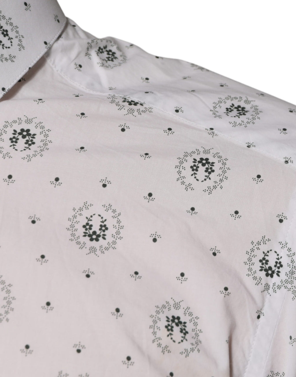 Chemise habillée Dolce & Gabbana en coton blanc imprimé coupe ajustée pour homme