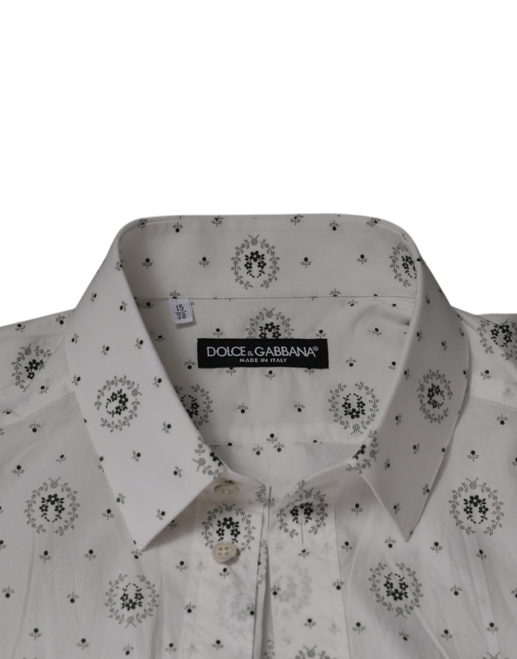 Chemise habillée Dolce & Gabbana en coton blanc imprimé coupe ajustée pour homme