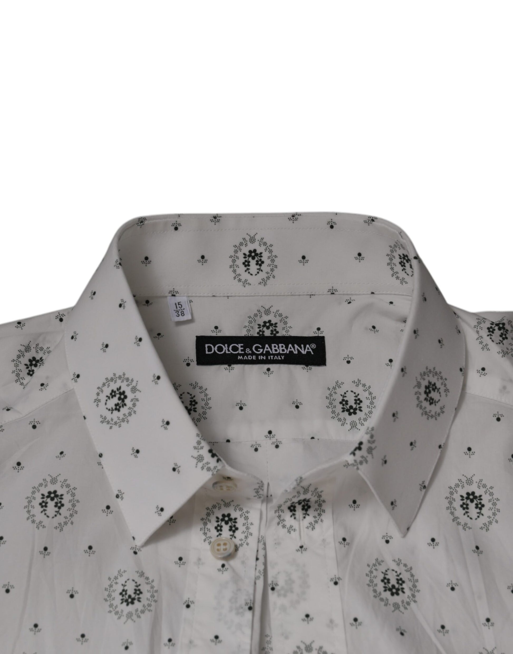 Chemise habillée Dolce & Gabbana en coton blanc imprimé coupe ajustée pour homme