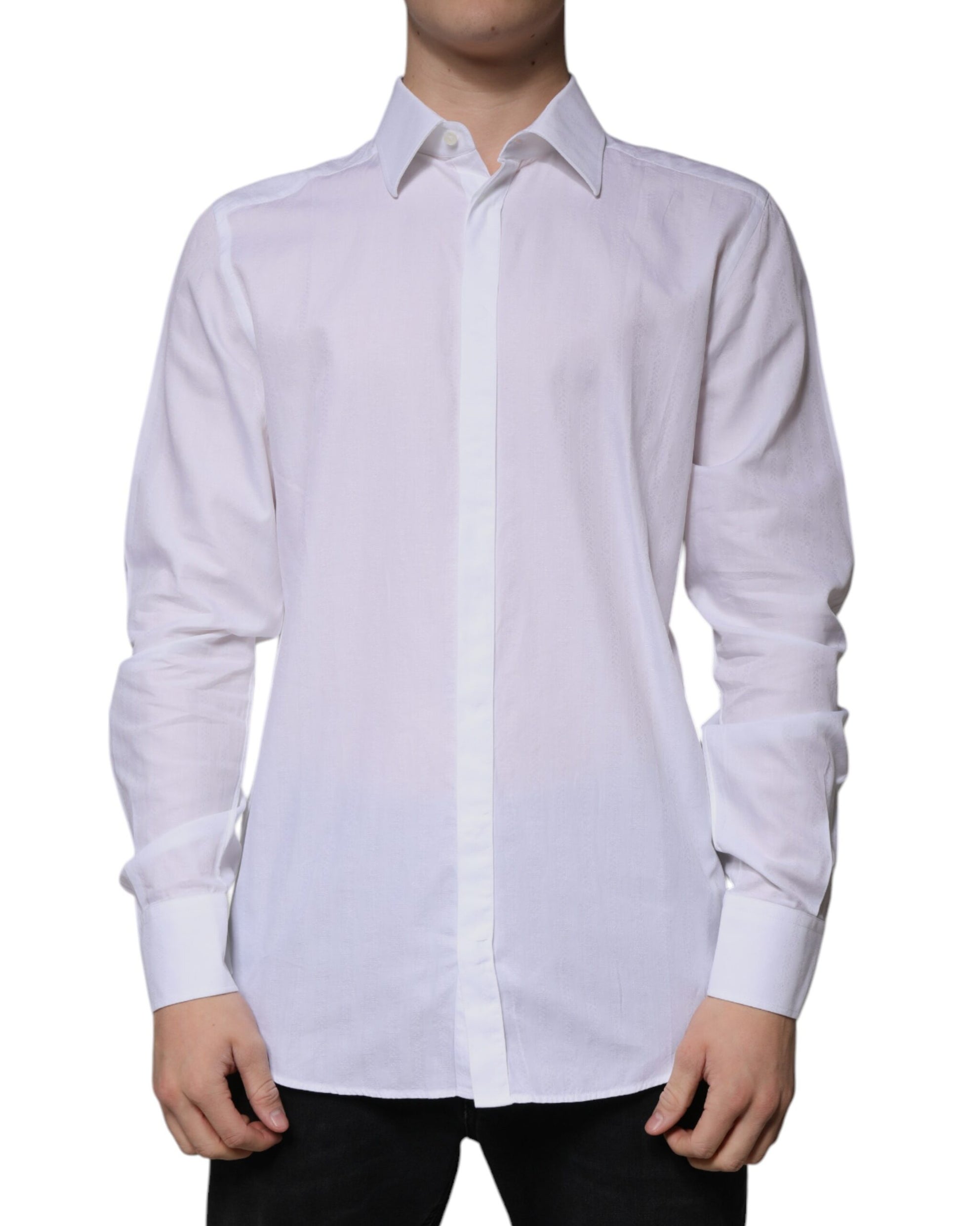 Chemise habillée Dolce & Gabbana GOLD en coton blanc, coupe slim