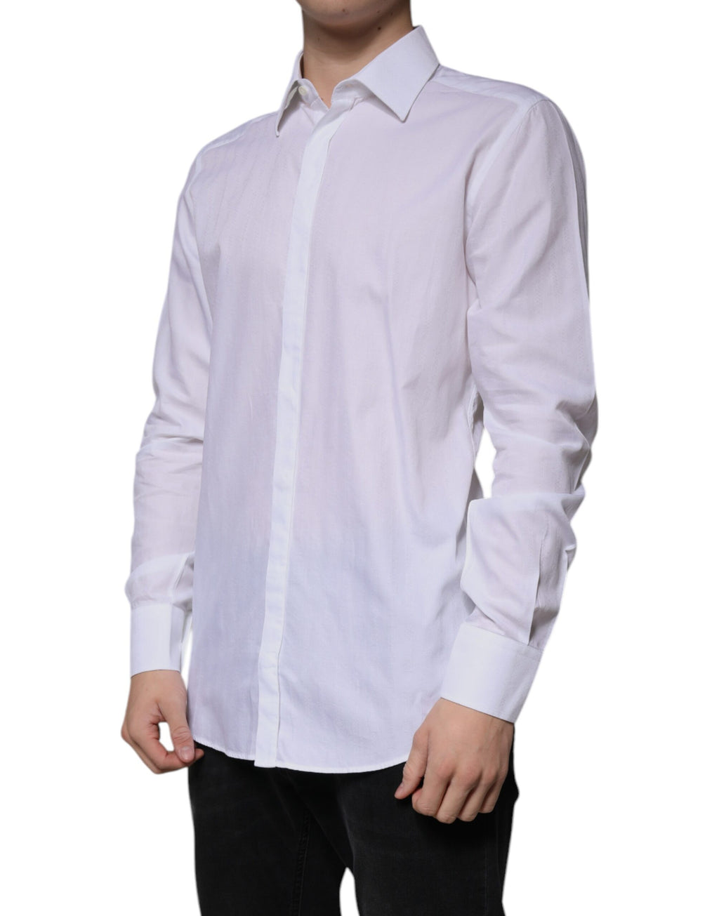 Chemise habillée Dolce & Gabbana GOLD en coton blanc, coupe slim