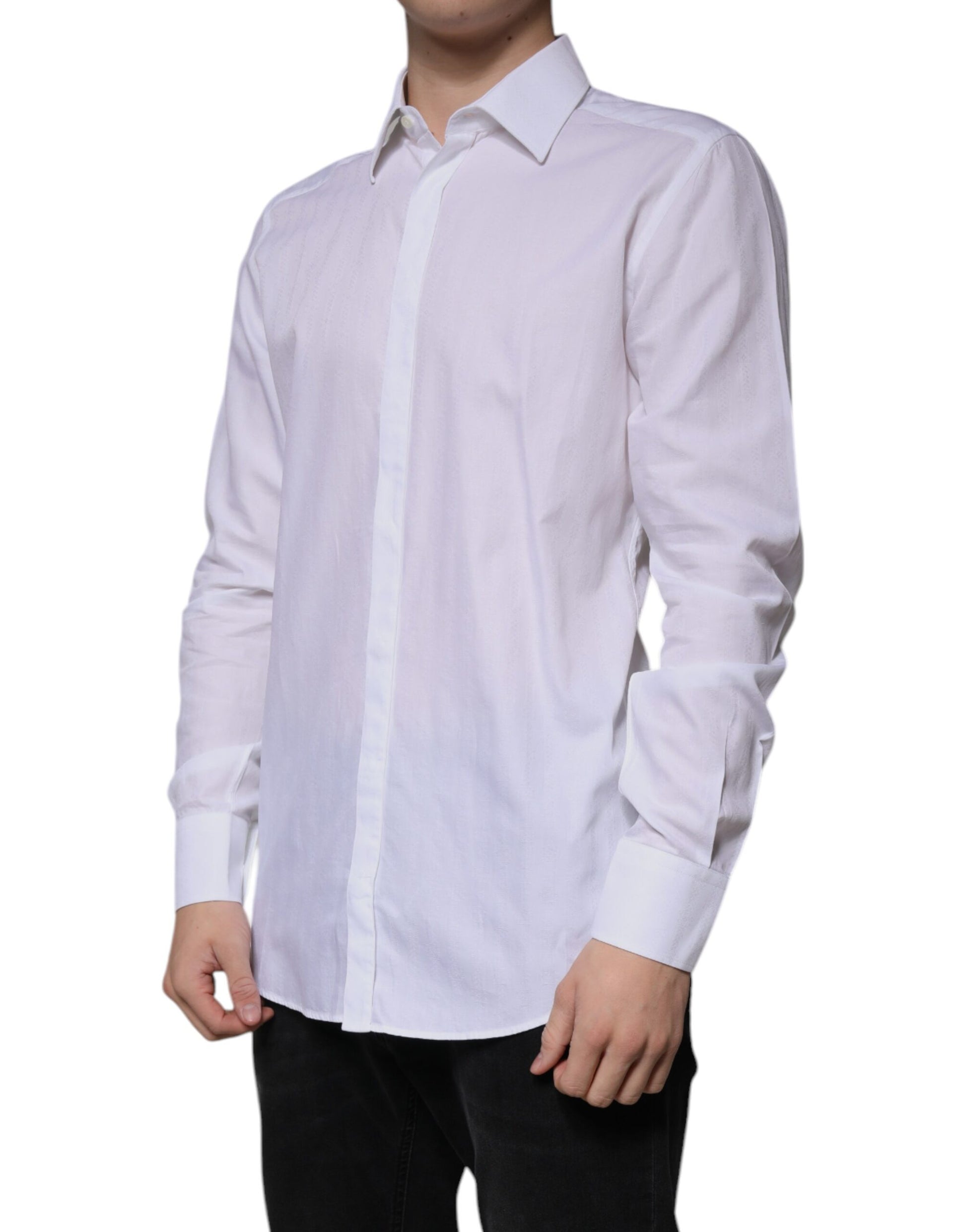 Chemise habillée Dolce & Gabbana GOLD en coton blanc, coupe slim