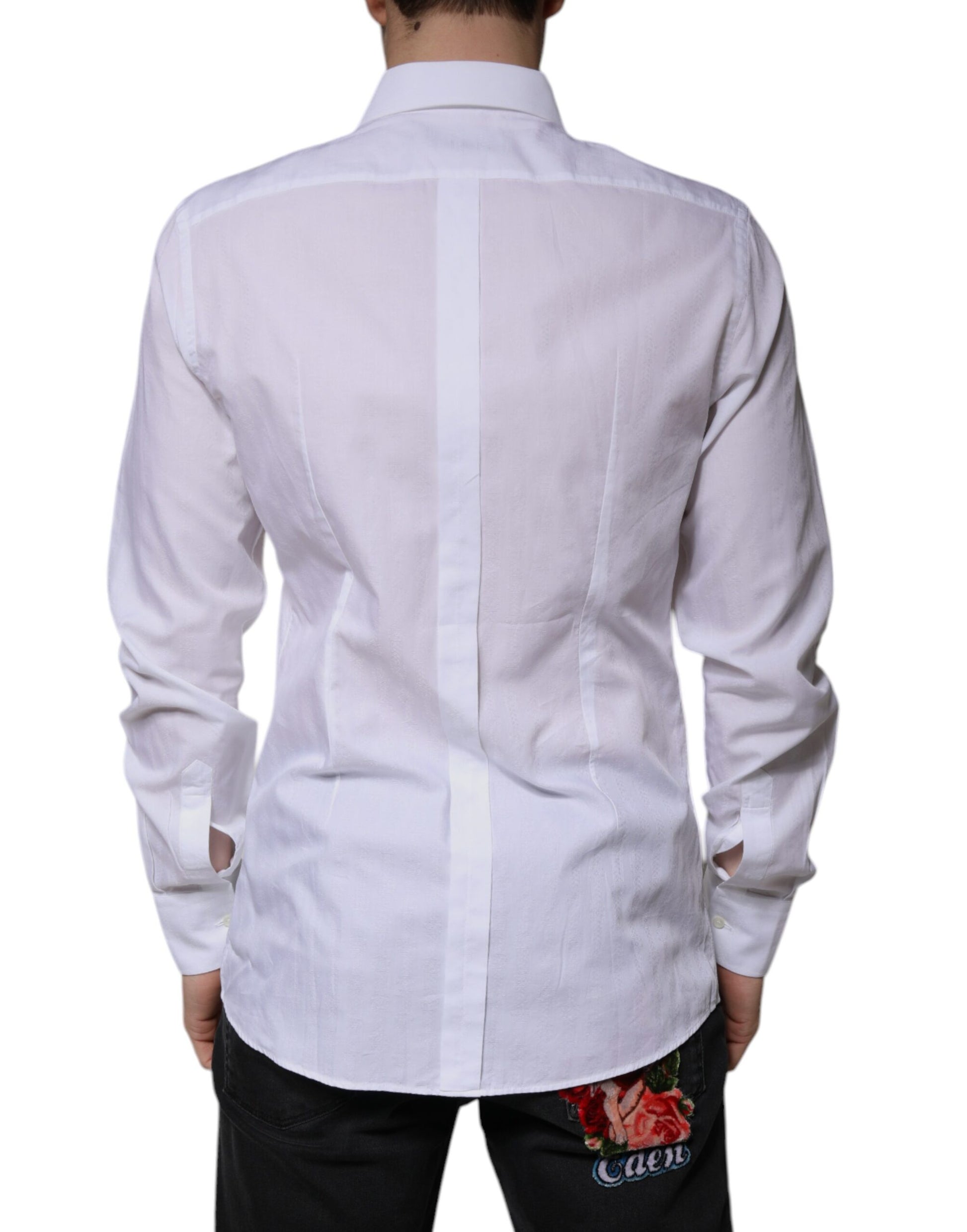 Chemise habillée Dolce & Gabbana GOLD en coton blanc, coupe slim