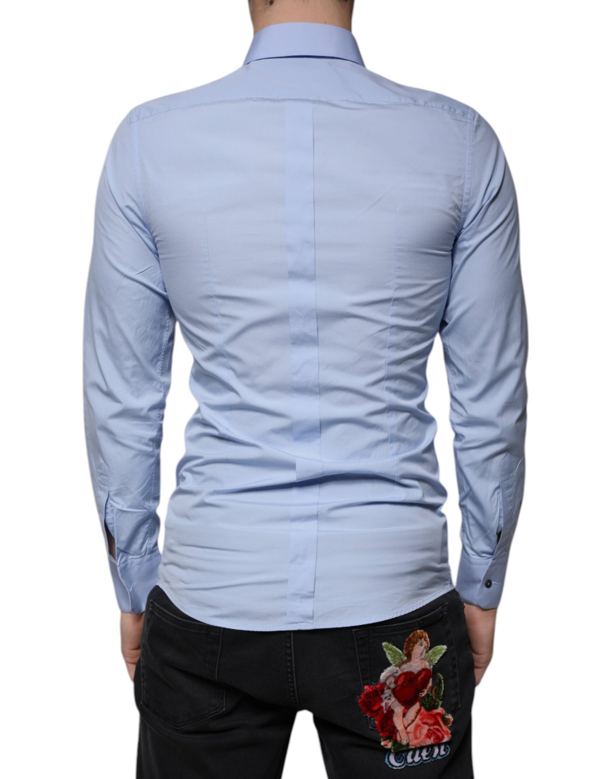 Dolce & Gabbana Blue Dress Shirt for Men side view