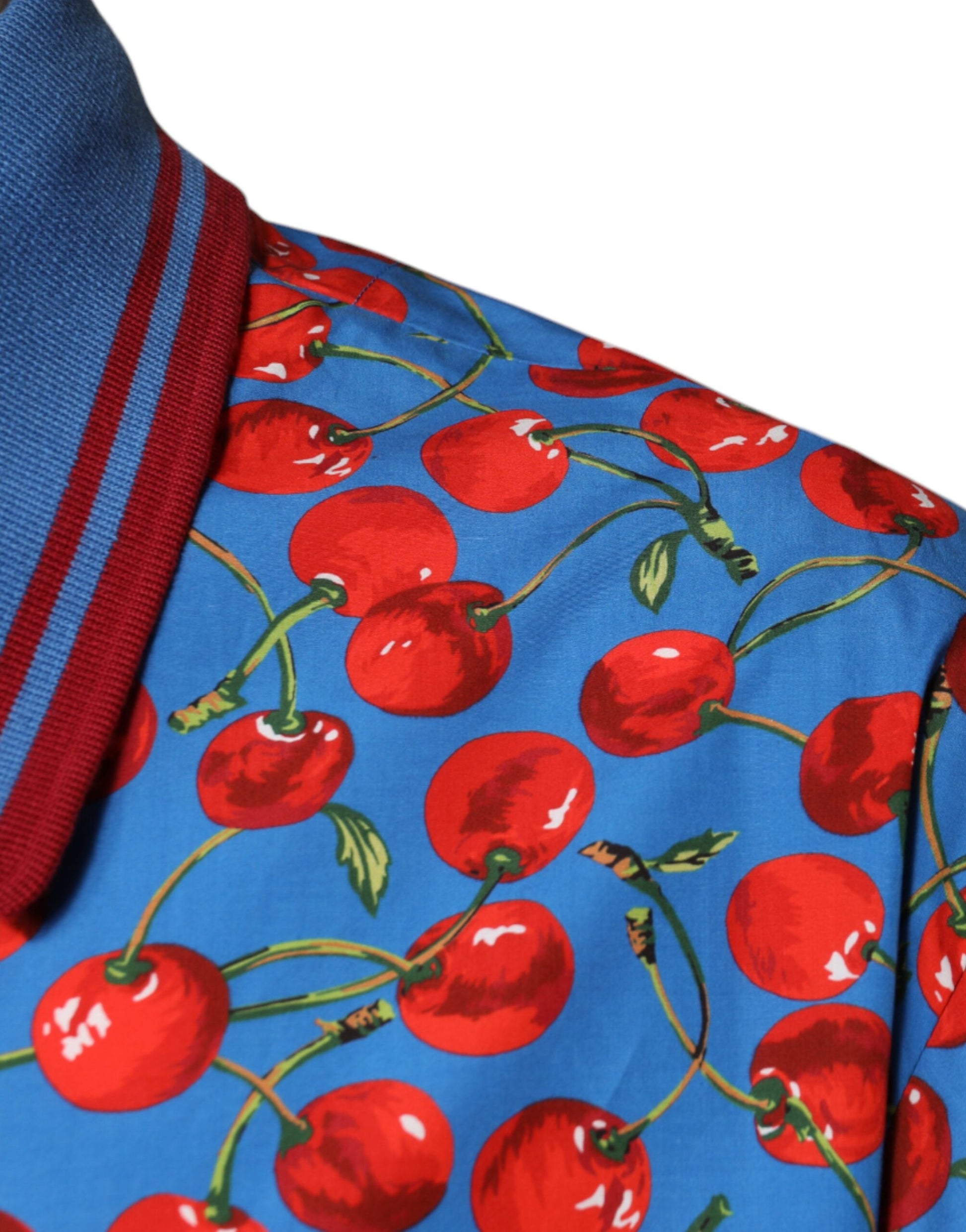 Polo en coton à col pour homme Dolce & Gabbana Blue Cherry