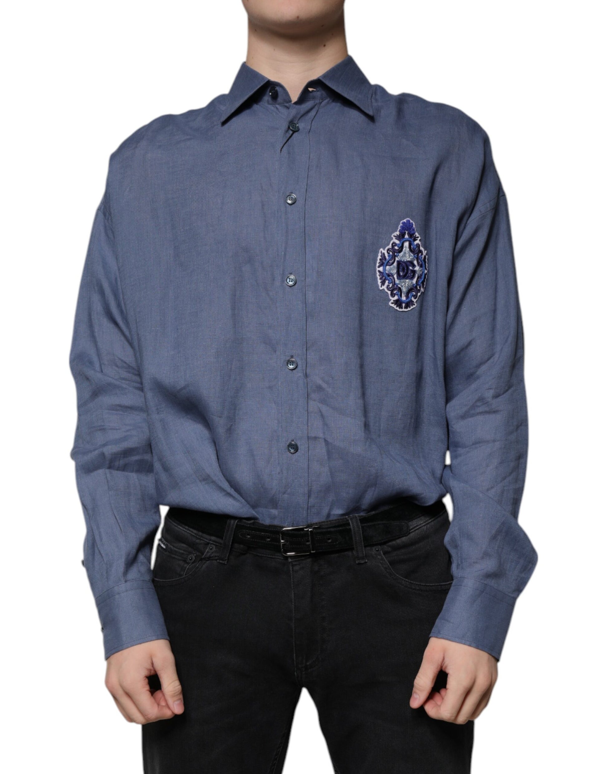 Dolce & Gabbana Blue Long Sleeve T-Shirt for Men