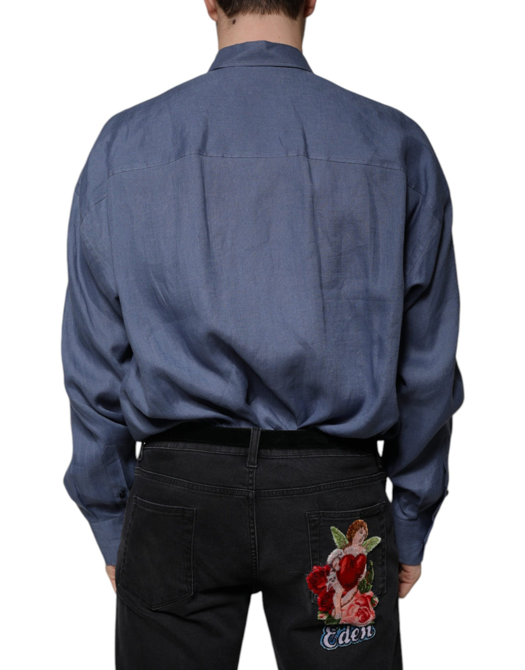 Dolce & Gabbana Blue Long Sleeve T-Shirt for Men side view