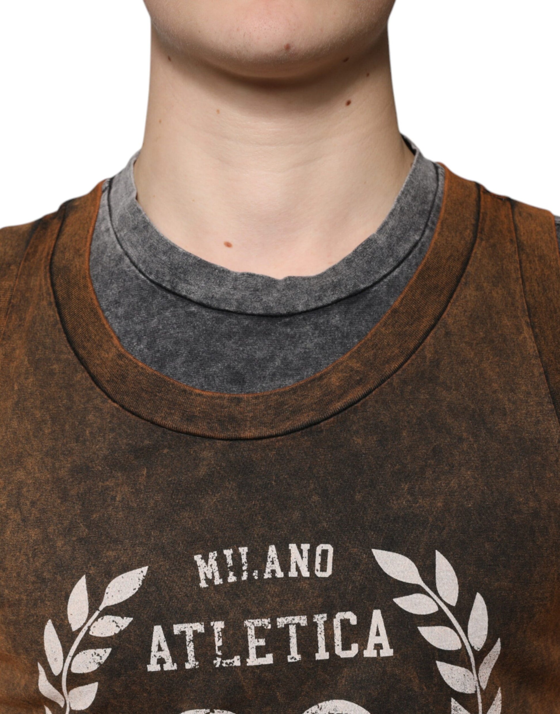 Dolce & Gabbana Brown Sleeveless T-Shirt for Men additional view