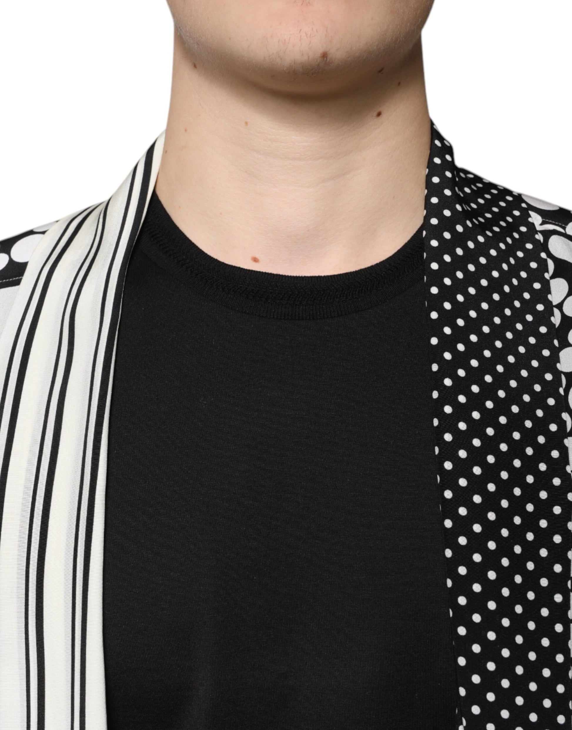 Chemise décontractée en soie à pois noirs et blancs Dolce & Gabbana pour homme