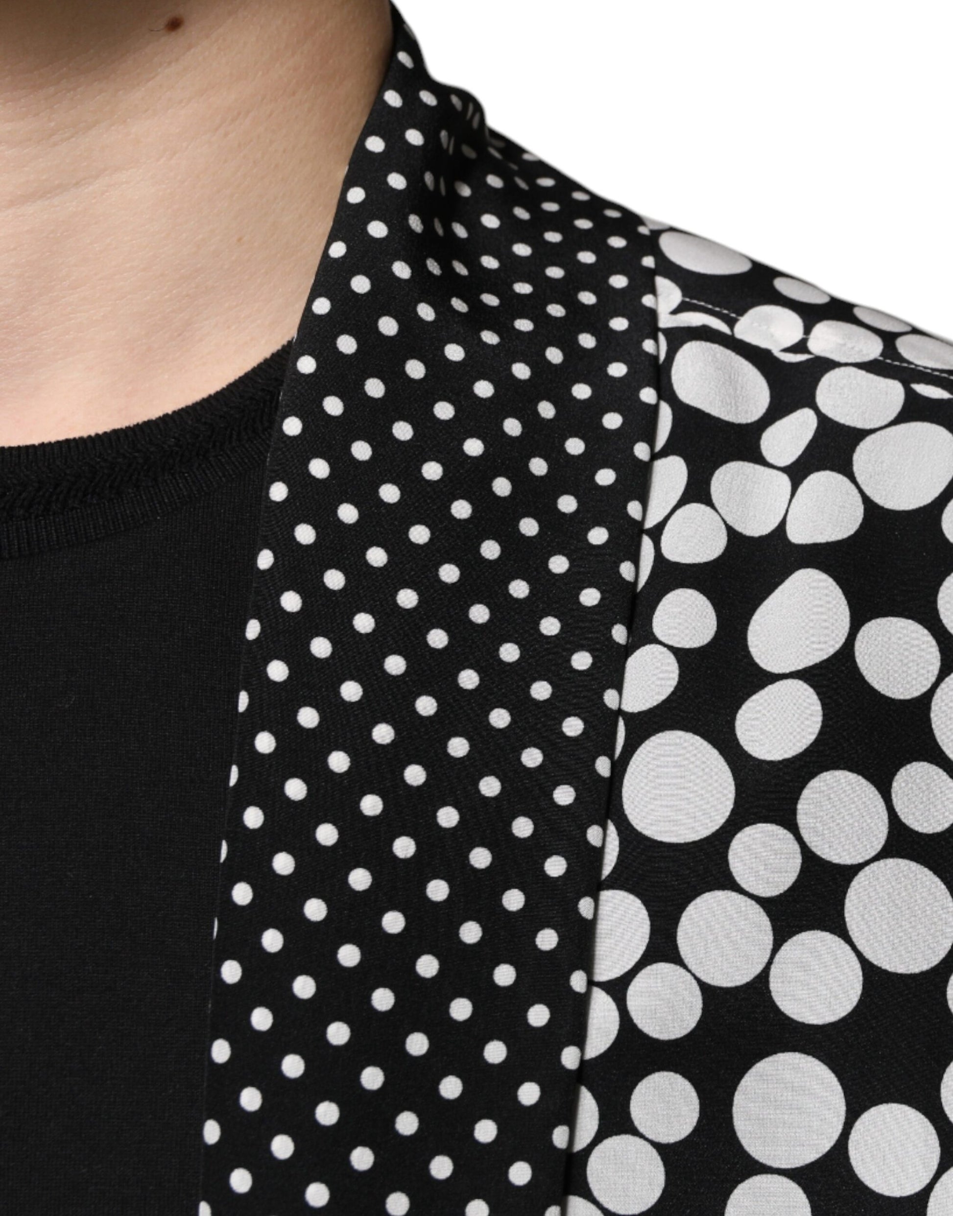 Chemise décontractée en soie à pois noirs et blancs Dolce & Gabbana pour homme