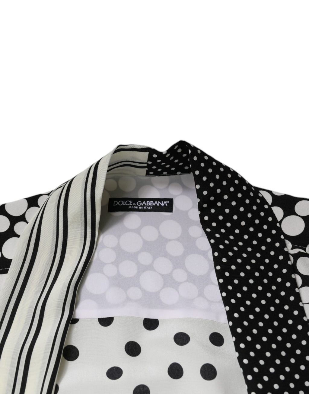 Chemise décontractée en soie à pois noirs et blancs Dolce & Gabbana pour homme