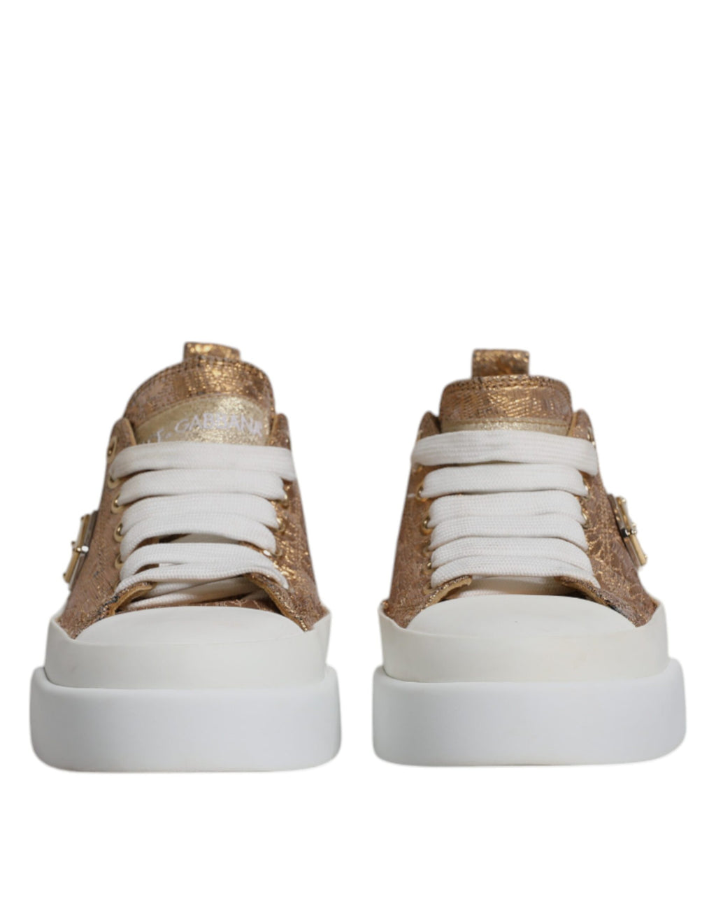 Chaussures Baskets Basses Dolce & Gabbana Logo Doré Blanc