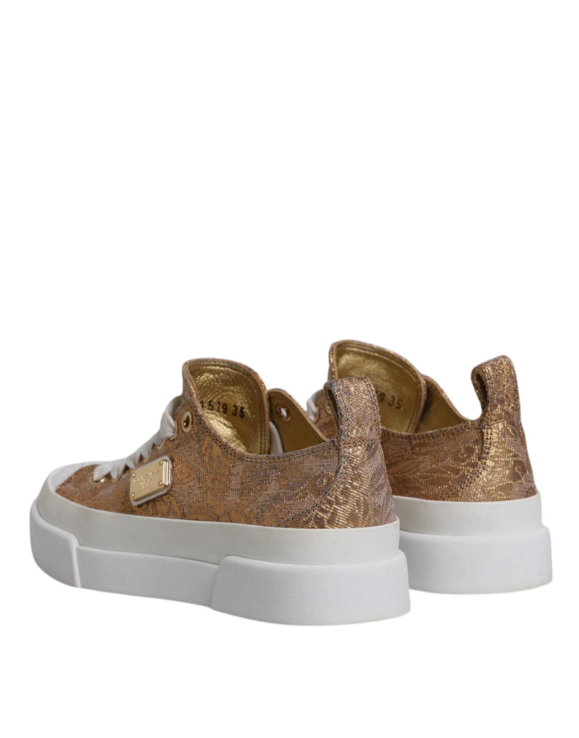 Chaussures Baskets Basses Dolce & Gabbana Logo Doré Blanc