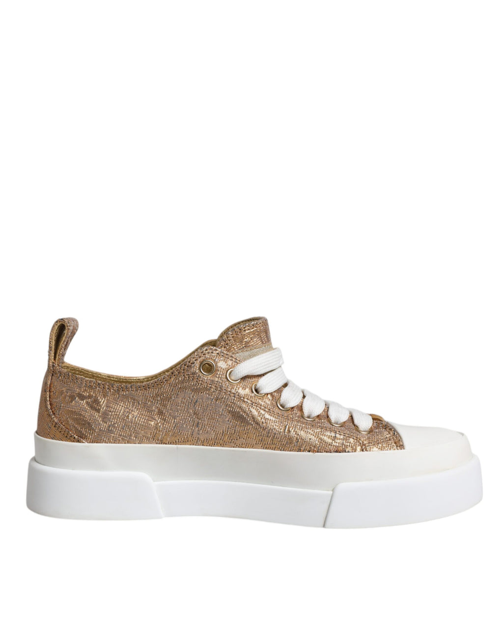 Chaussures Baskets Basses Dolce & Gabbana Logo Doré Blanc