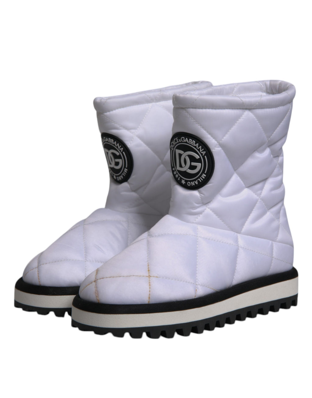 Bottes mi-mollet rembourrées en viscose blanche Dolce & Gabbana